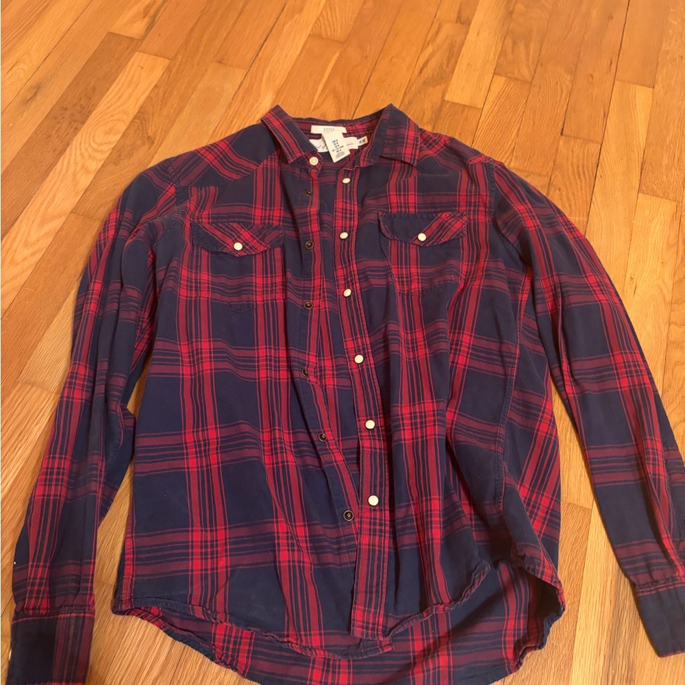 H&M Red and Blue Plaid Button Down Shirt
